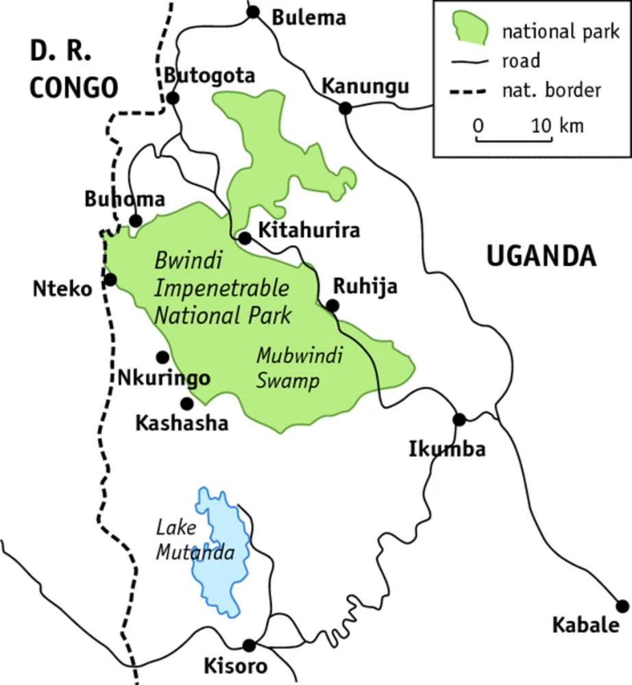 mapa de bwindi